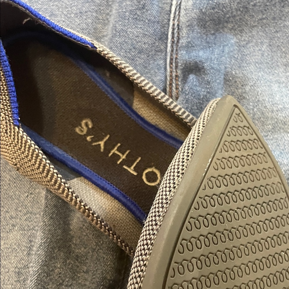 Rothy's Gray Pointed Knit Flats with Blue Accent - Picture 3 of 5